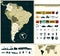 Map Of South America and Military Power Icon Set