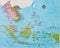 Map of South East Asia. Close up