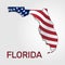 Map of the state of Florida in combination with a waving the flag of the United States - Vector