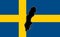 Map of sweden on background of swedish flag