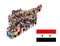Map of Syria with people isolated. Syrian flag. National flag of Syria