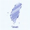 Map of Taiwan, blue sketch abstract background