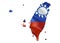 Map on Taiwan waving Flag. 3D rendering Taiwan map and waving flag on Asia map. The national symbol of Taiwan. Taiwan flag on Asia