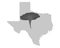 Map of Texas and tornado symbol