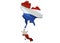 Map on Thailand waving Flag. 3D rendering Thailand map and waving flag on Asia map. The national symbol of Thailand. Thailand flag