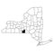 Map of Tioga County in New York state on white background. single County map highlighted by black colour on New york map