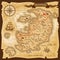 Map treasures paper parchment, pirate treasury
