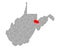 Map of Tucker in West Virginia