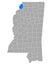 Map of Tunica in Mississippi