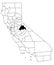 Map of tuolumne County in California state on white background. single County map highlighted by black colour on California map.