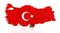 Map of Turkey covered with Turkish flag texture. 3D illustration