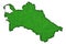 Map of Turkmenistan on green felt