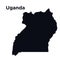 Map of Uganda, Africa, isolated on white - vector