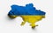 Map of Ukraine with the flag designed by the land structure on white Background, 3d render