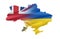 Map of Ukraine with the flags of Ukraine and Great Britain.