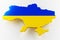 Map of Ukraine land border with flag. Ukraine map on white background. 3d rendering