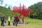 Map of the Ukraine with red flowers at the Museum of the Great Patriotic War