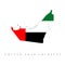 Map of United Arab Emirates with flag. Vector isolated simplified illustration icon with silhouette of United Arab Emirates map.