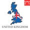 Map of United Kingdom color line icon, country and geography, Great Britain map flag sign vector graphics, editable