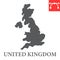 Map of United Kingdom glyph icon, country and geography, Great Britain map sign vector graphics, editable stroke solid