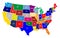 Map of The United States of America USA with Colorful States with Name Illustration on White Background