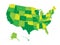 Map of United States of America, USA, in four shades of green with white state labels. Simple flat vector illustration