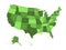 Map of United States of America, USA, in four shades of green with white state labels. Simple flat vector illustration