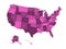 Map of United States of America, USA, in four shades of violet with white state labels. Simple flat vector illustration