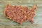 Map of the United States formed of used wine corks