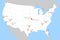 map of United States with soccer tournament 2024 host cities