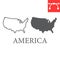 Map of USA line and glyph icon, country and north america, usa map sign vector graphics, editable stroke linear icon