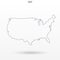 Map of USA. Outline of `United States of America` map on white background with soft shadow.