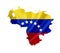 Map of Venezuela with waving flag isolated on white