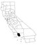 Map of Ventura County in California state on white background. single County map highlighted by black colour on California map.