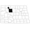 Map of ward County in North Dakota state on white background. single County map highlighted by black colour on North Dakota map