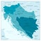 Map of the Western Balkans Aqua Blue Colors