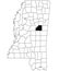 Map of Winston County in Mississippi state on white background. single County map highlighted by black colour on Mississippi map.
