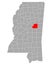 Map of Winston in Mississippi