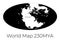 Map of the World 230MYA. Monochrome vector illustration of Worldmap with white continents and black oceans isolated on