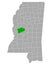 Map of Yazoo in Mississippi