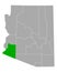 Map of Yuma in Arizona