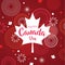 Maple leaf with firework poster for celebrate the national day of Canada. Happy Canada Day card. Canada flag, fireworks