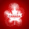Maple Leaf with fireworks for national day of Canada