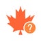 Maple leaf icon, Nature leaves icon with question mark. Maple leaf icon and help, how to, info, query symbol
