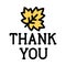 Maple leaf with Thank text icon, Thanksgiving related vector