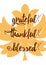 Maple leaf vector illustration with Grateful Thankful Blessed lettering design