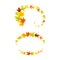 Maple Palmate Leaves of Bright Autumn Colour Arranged in Decorative Swirling Line and Oval Shape Vector Set