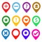 Mapping pins icon set