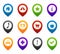 Mapping push pins with location icons for web and mobile application. Vector symbols set