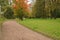 Mapple alley in town park in early autumn season